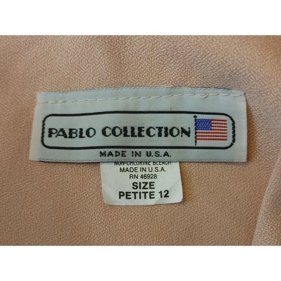 PABLO COLLECTION Womens Petite 12 Tan Embellished Button Two Piece Formal Dress - Picture 4 of 5